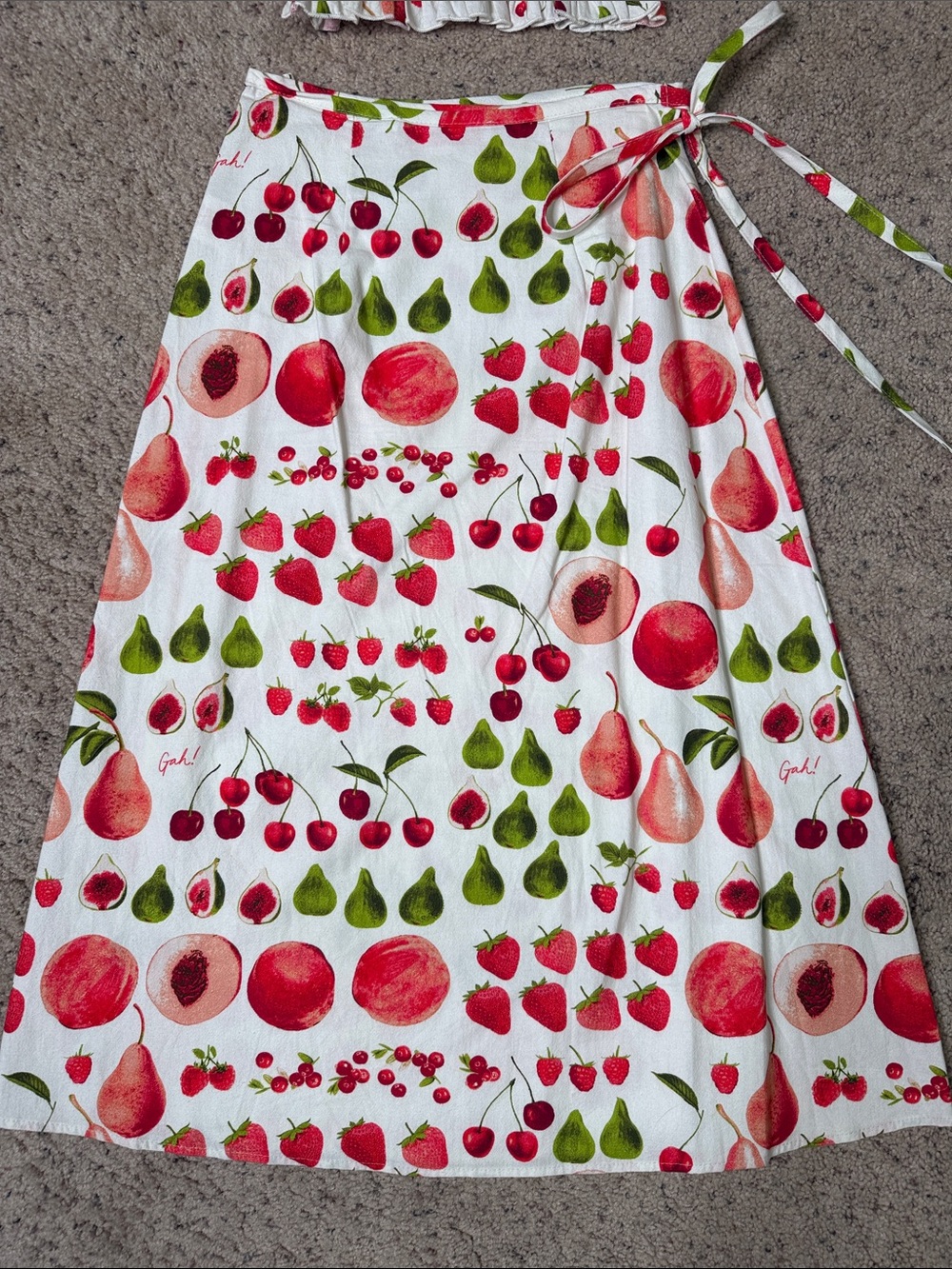 RARE 🍑🍓🍋‍🟩Lisa Says Gah Fruit-Print Top and matching midi skirt XS - Picture 2 of 8
